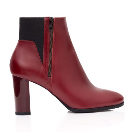 botine dama piele naturala bordo