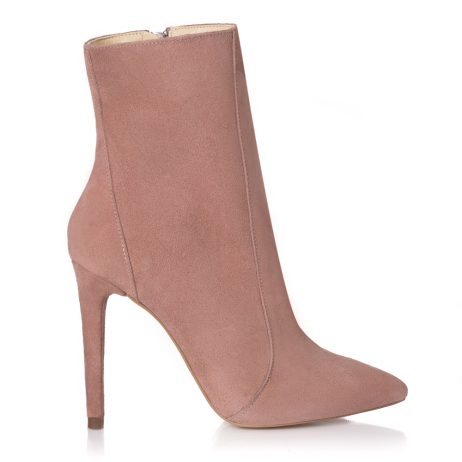 botine stiletto dama din piele naturala roz