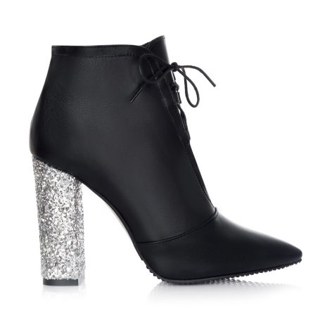 botine femei cu toc cu sclipici