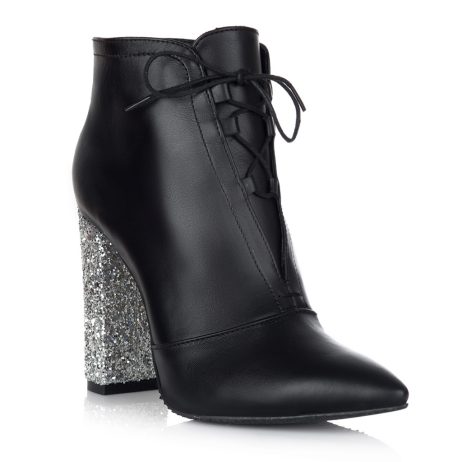 Botine dama din piele cu toc cu sclipici R11 - imagine 4