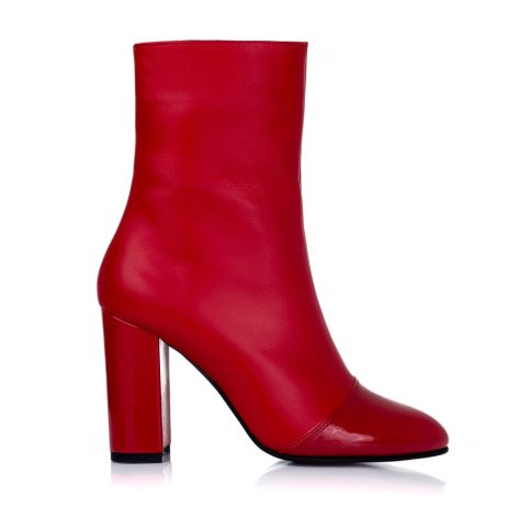 botine piele lacuita si piele normala rosii