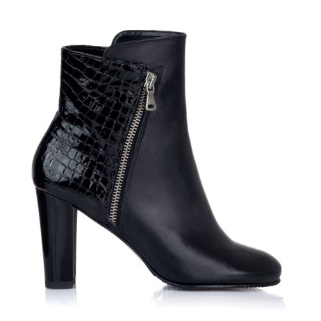 botine piele box si piele lacuita cu toc