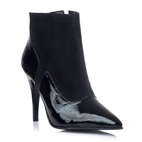 Botine dama stiletto din piele lacuita si piele intoarsa W24 - imagine 2