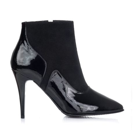botine stiletto toc cui piele lacuita