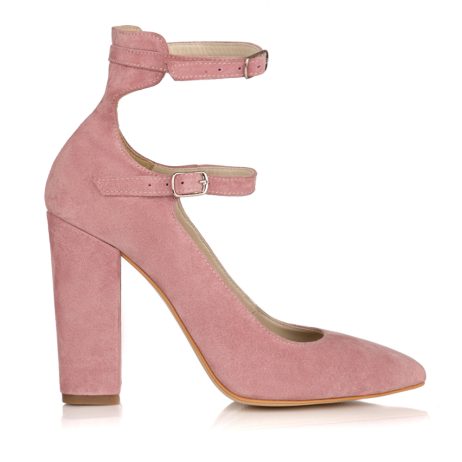 pantofi piele intoarsa roz pudra pantofi la comanda
