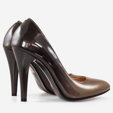 Pantofi stiletto dama de piele lacuita Estompa C21 - imagine 4