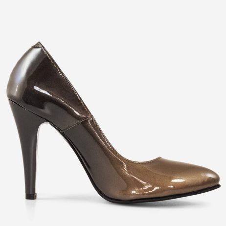 Pantofi stiletto dama de piele lacuita Estompa C21 - imagine 3