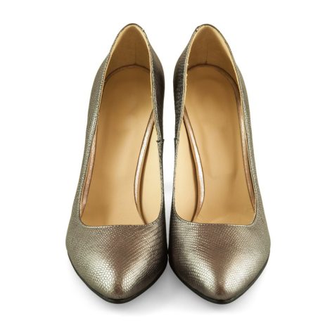 Pantofi stiletto dama de piele gold C17 - imagine 2