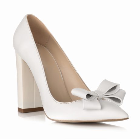 Pantofi stiletto dama de piele cu toc Fatib R1alb - imagine 3