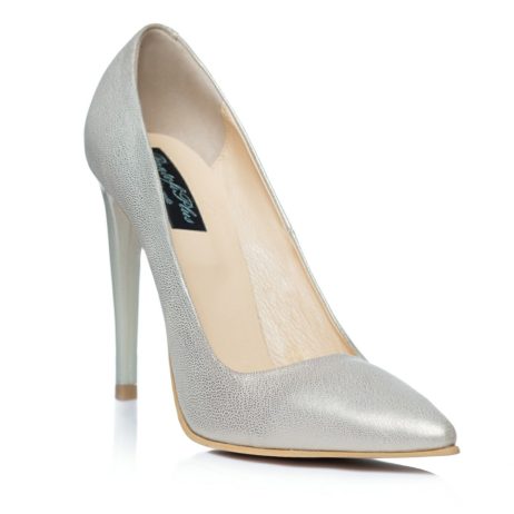 Pantofi stiletto dama de piele Silver E1 - imagine 2