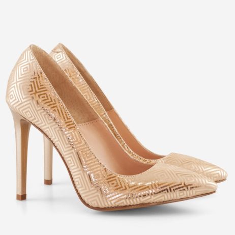 Pantofi stiletto dama de piele Special Print C19a - imagine 2