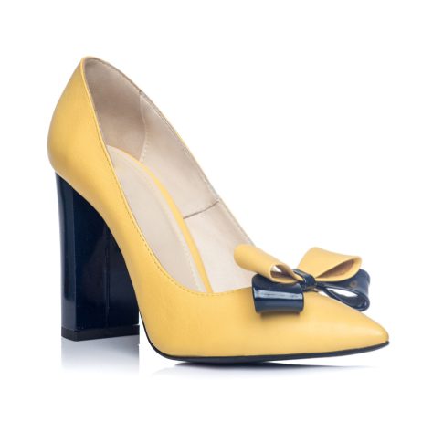 Pantofi stiletto dama de piele cu toc Fatib R1g - imagine 2