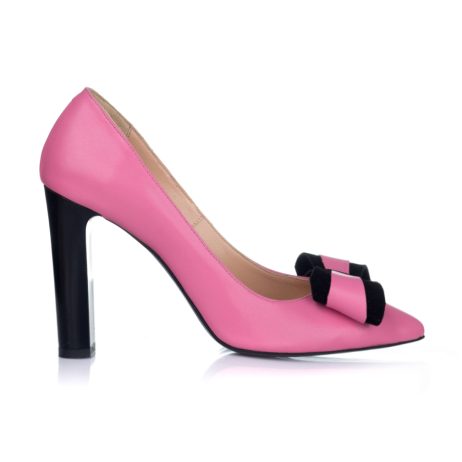 Pantofi stiletto dama de piele cu toc gros R5r