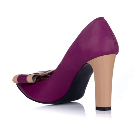 Pantofi stiletto dama de piele cu toc gros R5cy - imagine 2