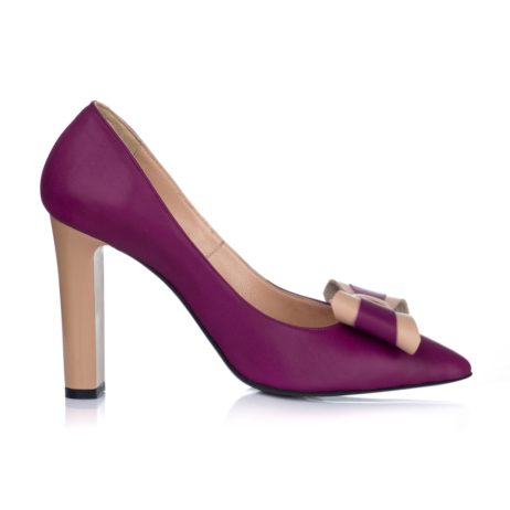 Pantofi stiletto dama de piele cu toc gros R5cy