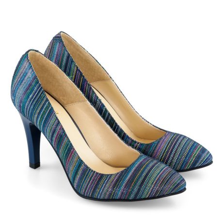 Pantofi stiletto dama de piele dungi C17 - imagine 2