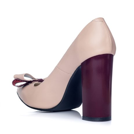 Pantofi stiletto dama de piele cu toc Fatib R1lila - imagine 3