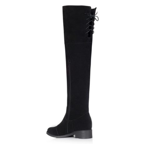 Cizme piele intoarsa peste genunchi Bari R3 - imagine 3