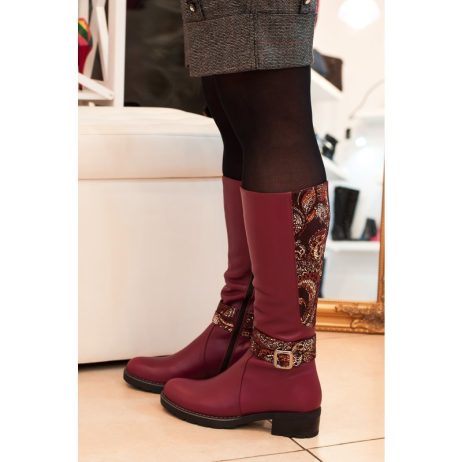 Cizme piele C15 flori - imagine 3