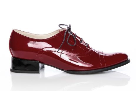 oxford shoe femei din piele naturala visiniu