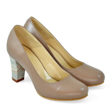 Pantofi dama de piele cu toc Stripes C22m - imagine 2