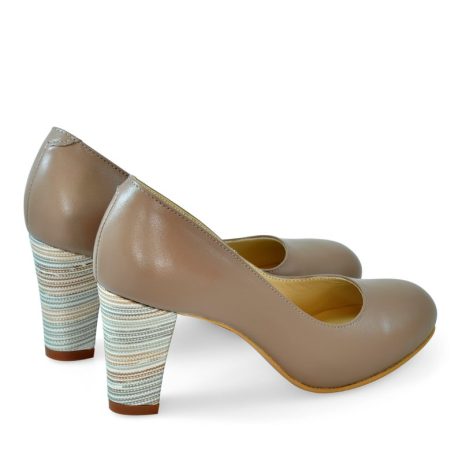 Pantofi dama de piele cu toc Stripes C22m - imagine 4