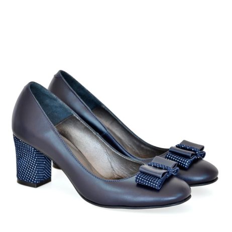 Pantofi dama de piele cu fundita C20b - imagine 2