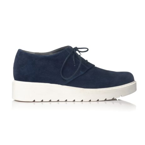 papuci oxford dama piele intoarsa bleumarin