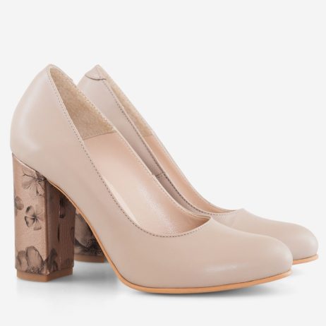 Pantofi dama de piele cu toc Flori C12n - imagine 2