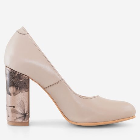 Pantofi dama de piele cu toc Flori C12n - imagine 3