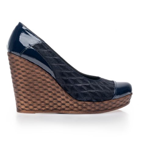 Pantofi piele cu platforma Eva Bleumarin V1 - orice culoare - imagine 2