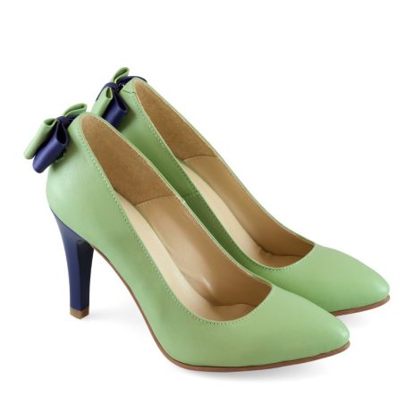 Pantofi stiletto dama de piele cu fundita C17 - imagine 3