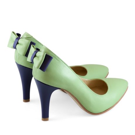 Pantofi stiletto dama de piele cu fundita C17 - imagine 2