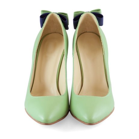 Pantofi stiletto dama de piele cu fundita C17 - imagine 6