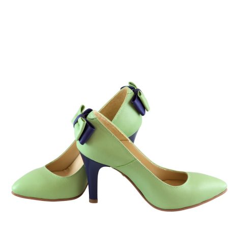 Pantofi stiletto dama de piele cu fundita C17 - imagine 4