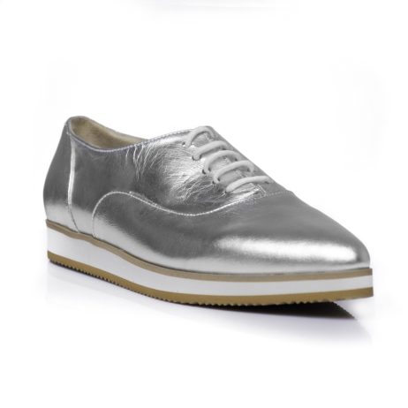 Pantofi oxford dama E1 silver - imagine 3