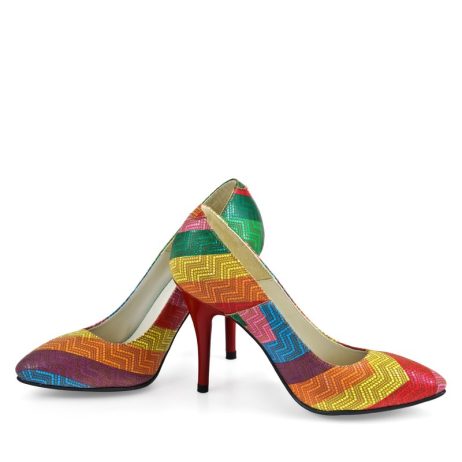 Pantofi stiletto dama de piele Curcubeu C24 - imagine 2