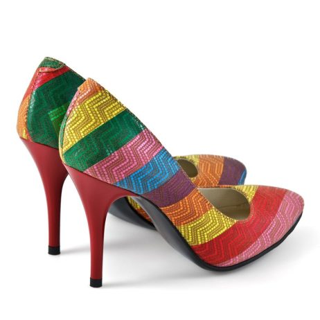 Pantofi stiletto dama de piele Curcubeu C24 - imagine 5