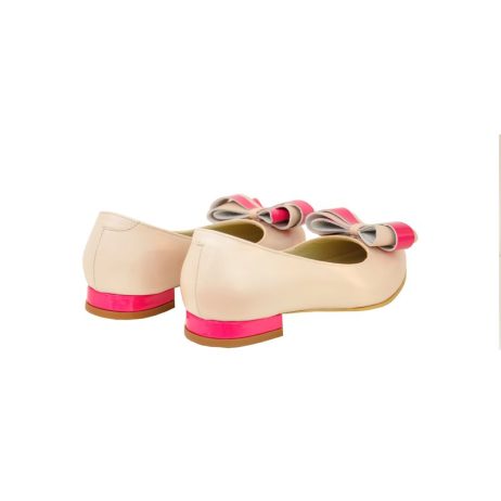 Balerini piele dama cu funda C2 nude - imagine 3