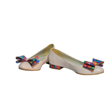 Balerini piele dama cu funda C1 multicolor - imagine 2