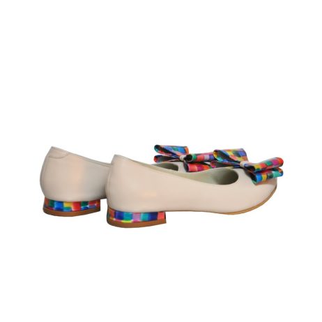 Balerini piele dama cu funda C1 multicolor - imagine 3