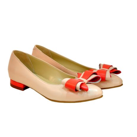 Balerini piele dama cu funda C2 b - imagine 3
