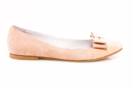 balerini piele intoarsa crem