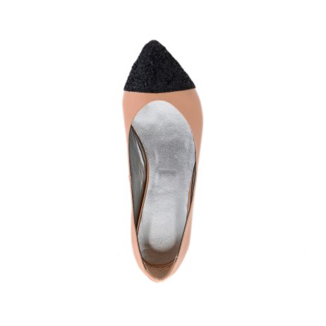 Balerini piele dama Glit Nude varf ascutit WK - imagine 2