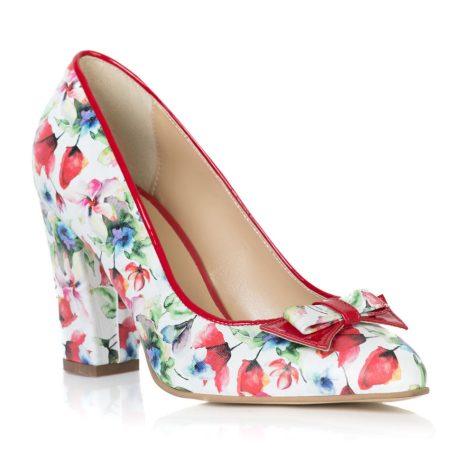 Pantofi dama de piele Casy Flori si fundita B6 - imagine 2