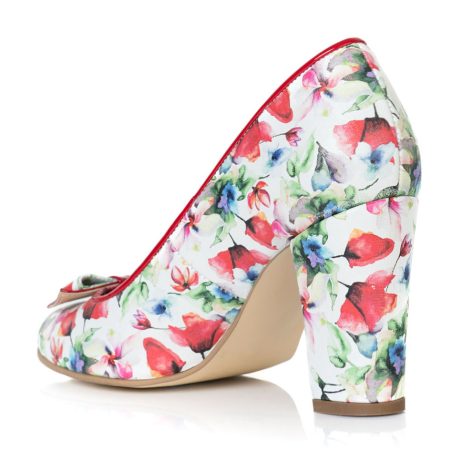 Pantofi dama de piele Casy Flori si fundita B6 - imagine 4