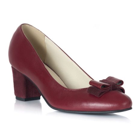 Pantofi dama de piele Clasy cu fundita - imagine 2