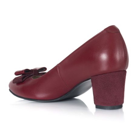 Pantofi dama de piele Clasy cu fundita - imagine 4