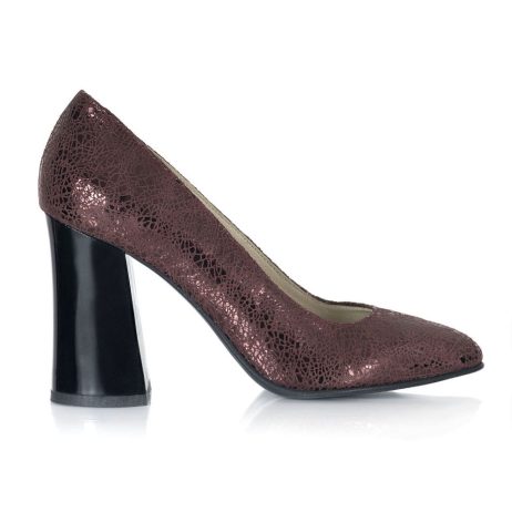 pantofi piele toc evazat pantofi grena pantofi bordo