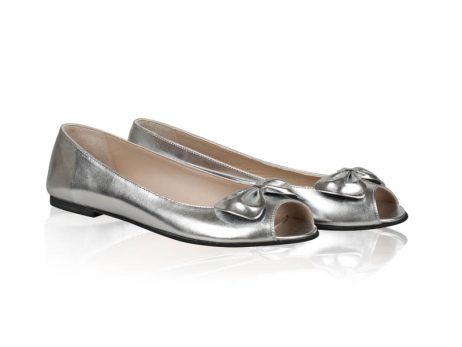 Balerini piele dama M37 silver - imagine 2